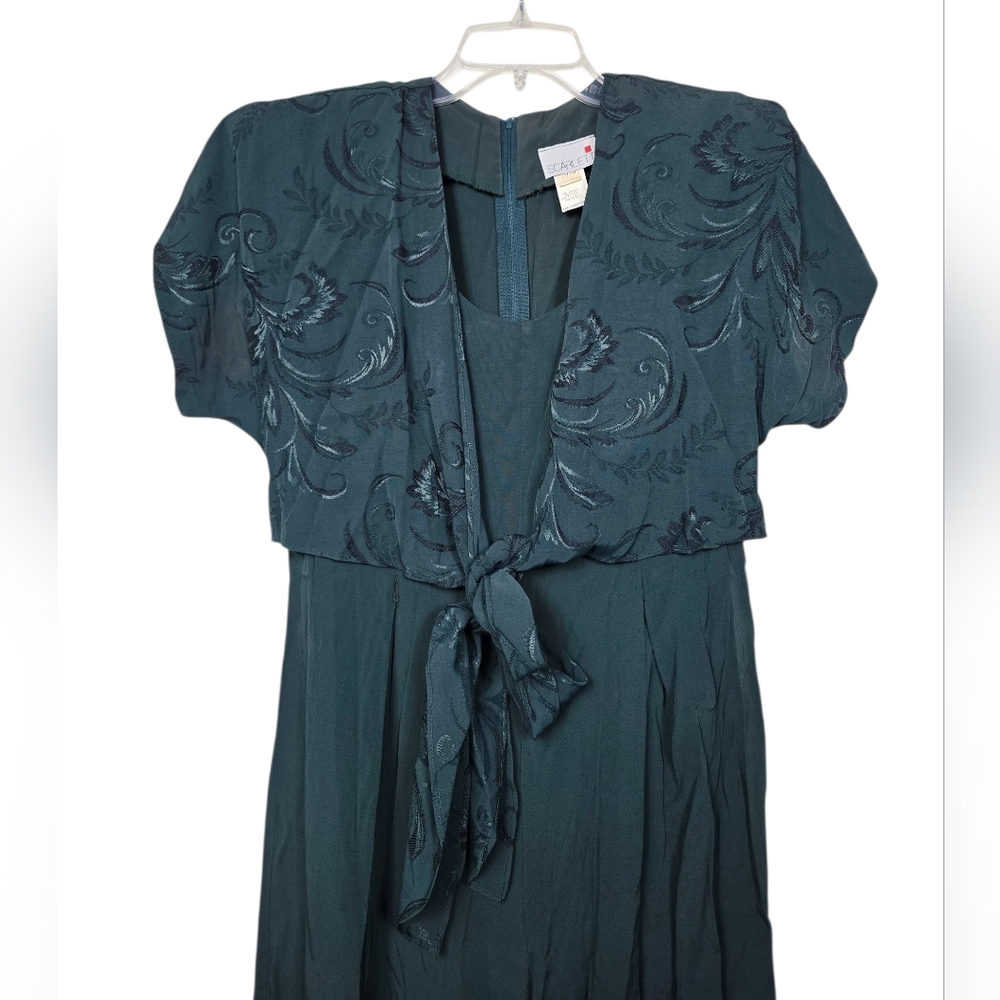 Scarlett Hunter Green Jumpsuit Overlay Front Wide Leg Evening 11-12 - Picture 2 of 10